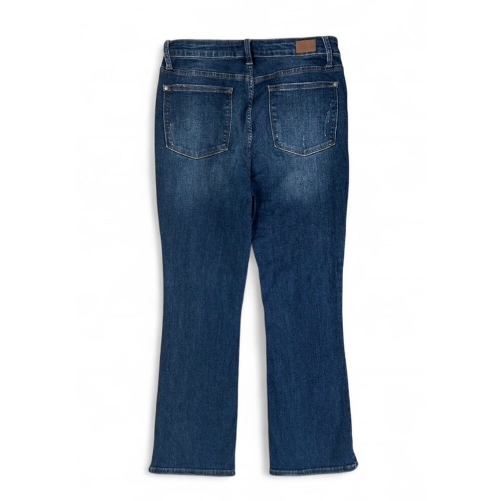 Judy Blue Dark Blue Wash Slim Bootcut Stretch Jeans Side Slit Womens Sz 11/30 - Picture 9 of 9